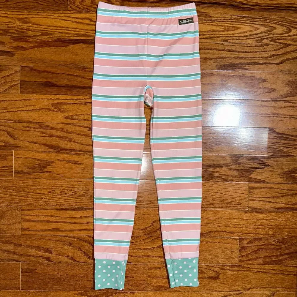 Matilda Jane Girls Striped Polka Dot Cozy Pants Leggings Size 8
